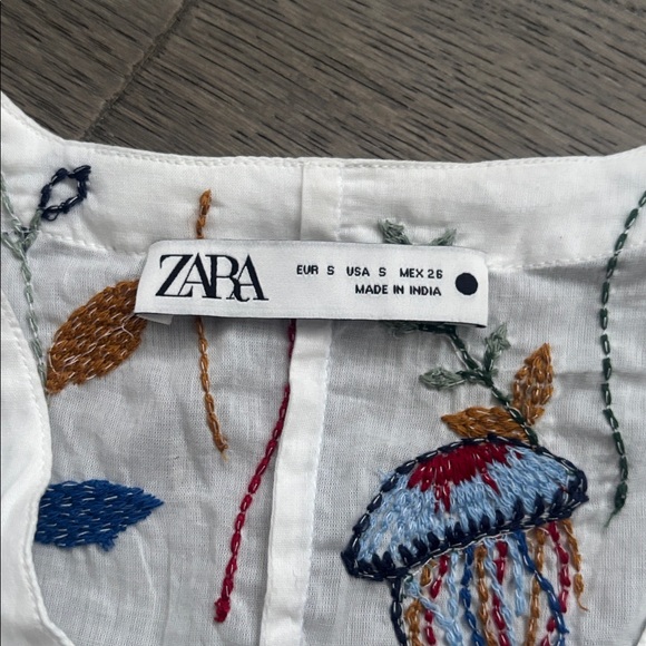 Zara | Multicolour Down by the Sea 100% Cotton Embroidered Kimono Sz Small - Picture 13 of 16